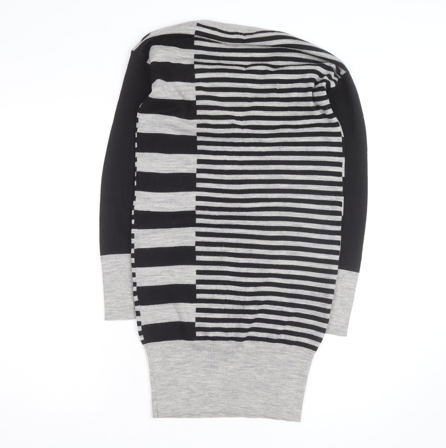 Ted Baker Women’s Grey Striped Wool Jumper Dress Size S Cowl Neck