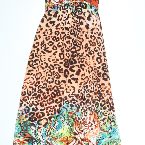 Quiz Women’s Multicoloured Animal Print Maxi Dress Size 10 Sleeveless V-Neck