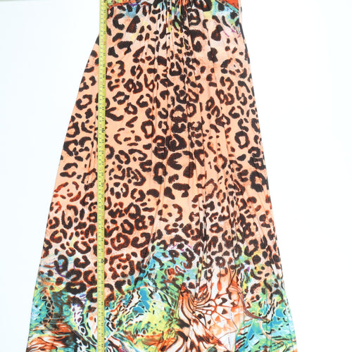 Quiz Women’s Multicoloured Animal Print Maxi Dress Size 10 Sleeveless V-Neck