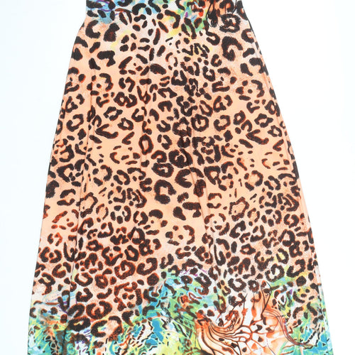 Quiz Women’s Multicoloured Animal Print Maxi Dress Size 10 Sleeveless V-Neck