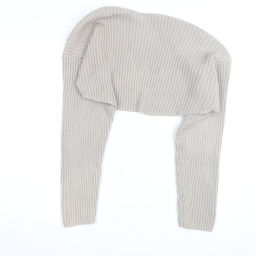H&M Women Beige Ribbed Knit Shrug Jumper Size 12