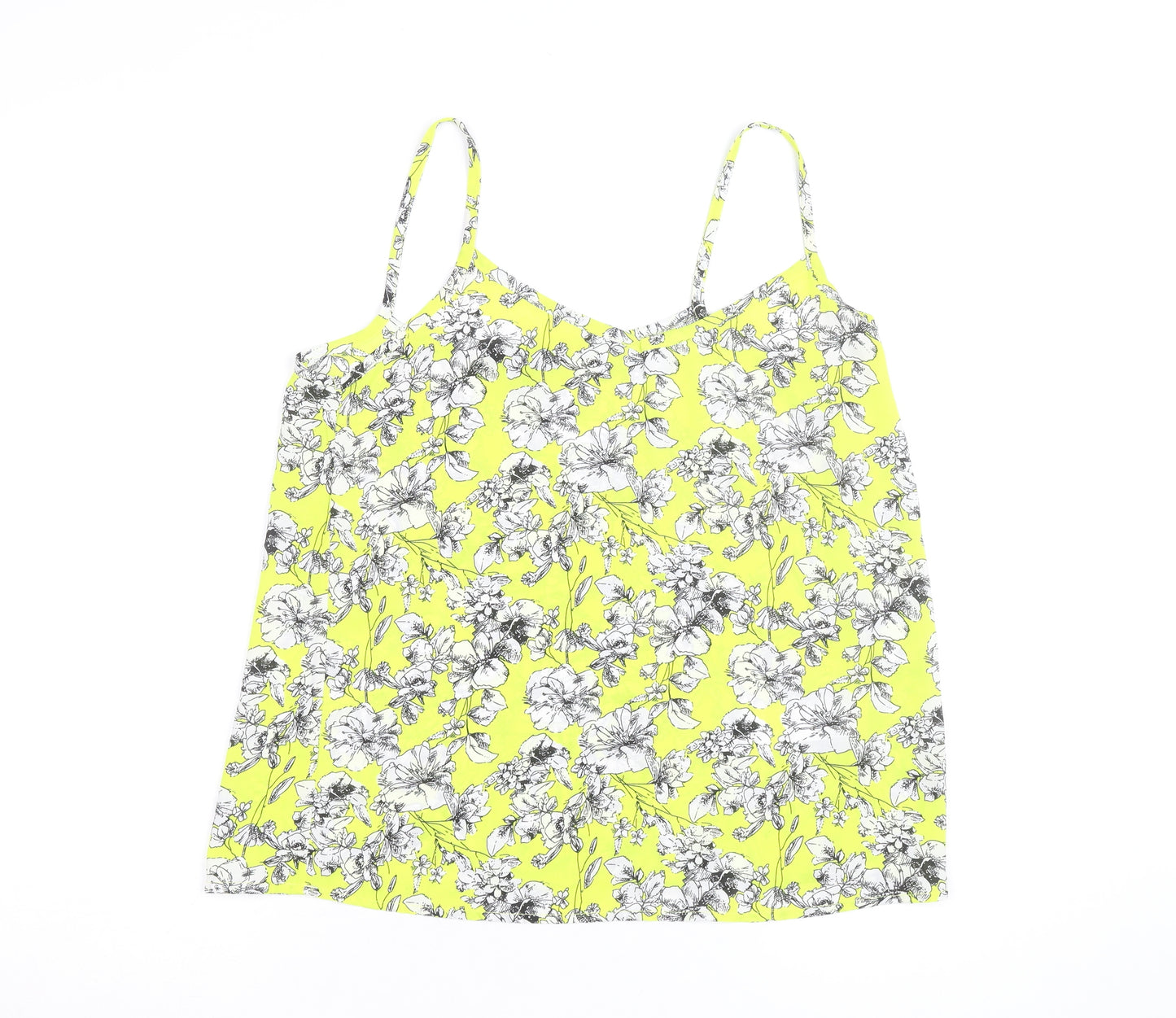 New Look Women's Yellow Floral Camisole Top Size 10