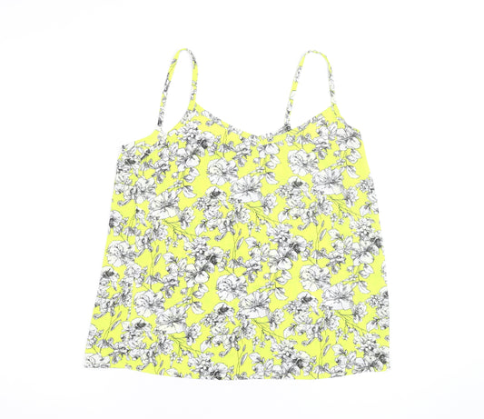 New Look Women's Yellow Floral Camisole Top Size 10