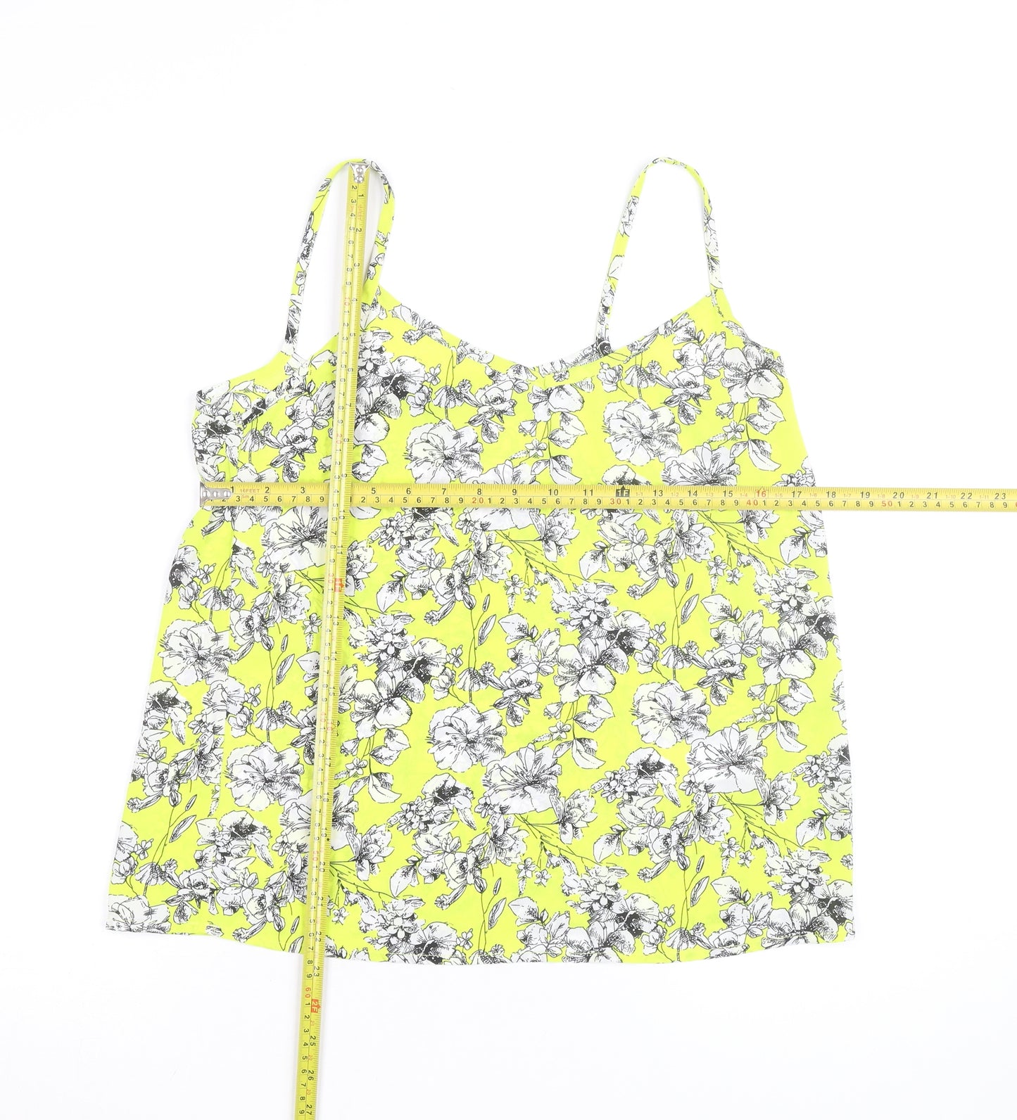New Look Women's Yellow Floral Camisole Top Size 10