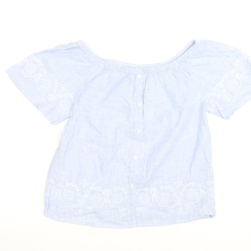 Dunnes Stores Women’s Blue Embroidered Off Shoulder Blouse Size 8