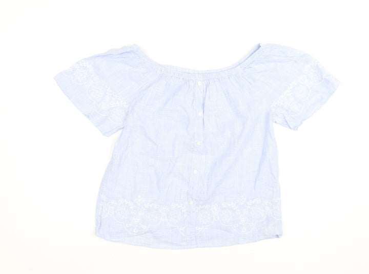 Dunnes Stores Women’s Blue Embroidered Off Shoulder Blouse Size 8