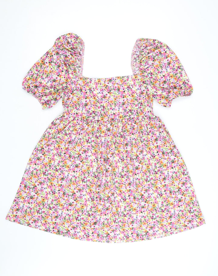 Primark Women’s Multicoloured Floral Skater Dress S Short Puff Sleeve