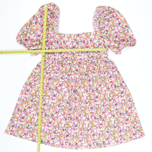 Primark Women’s Multicoloured Floral Skater Dress S Short Puff Sleeve