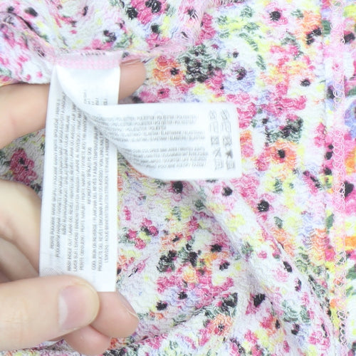 Primark Women’s Multicoloured Floral Skater Dress S Short Puff Sleeve