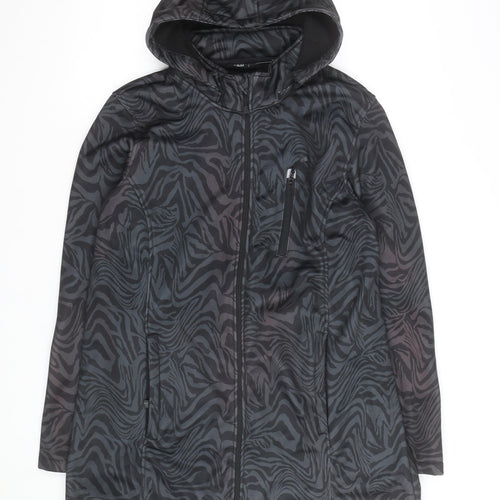 H&M Mens Black Animal Print Softshell Hooded Jacket Size M