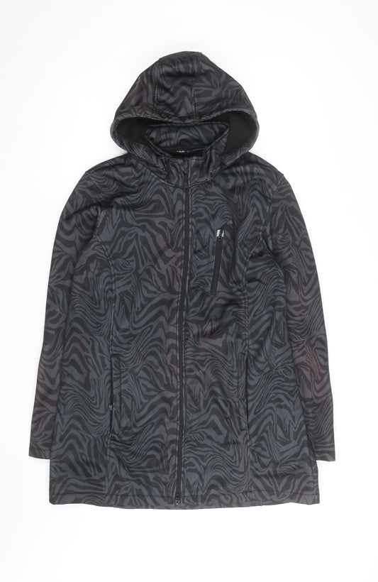 H&M Mens Black Animal Print Softshell Hooded Jacket Size M