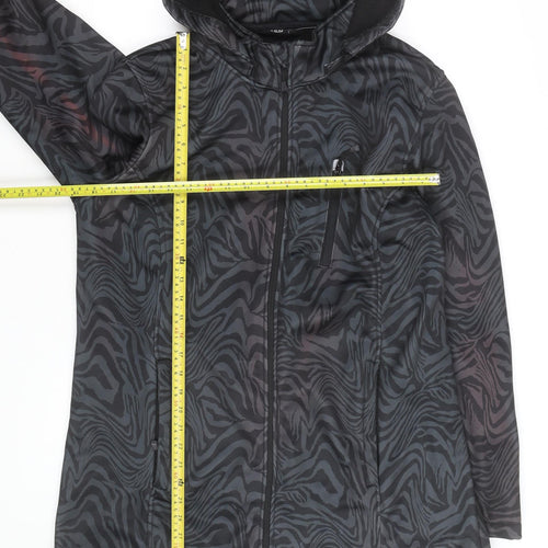 H&M Mens Black Animal Print Softshell Hooded Jacket Size M