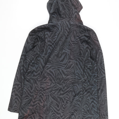 H&M Mens Black Animal Print Softshell Hooded Jacket Size M