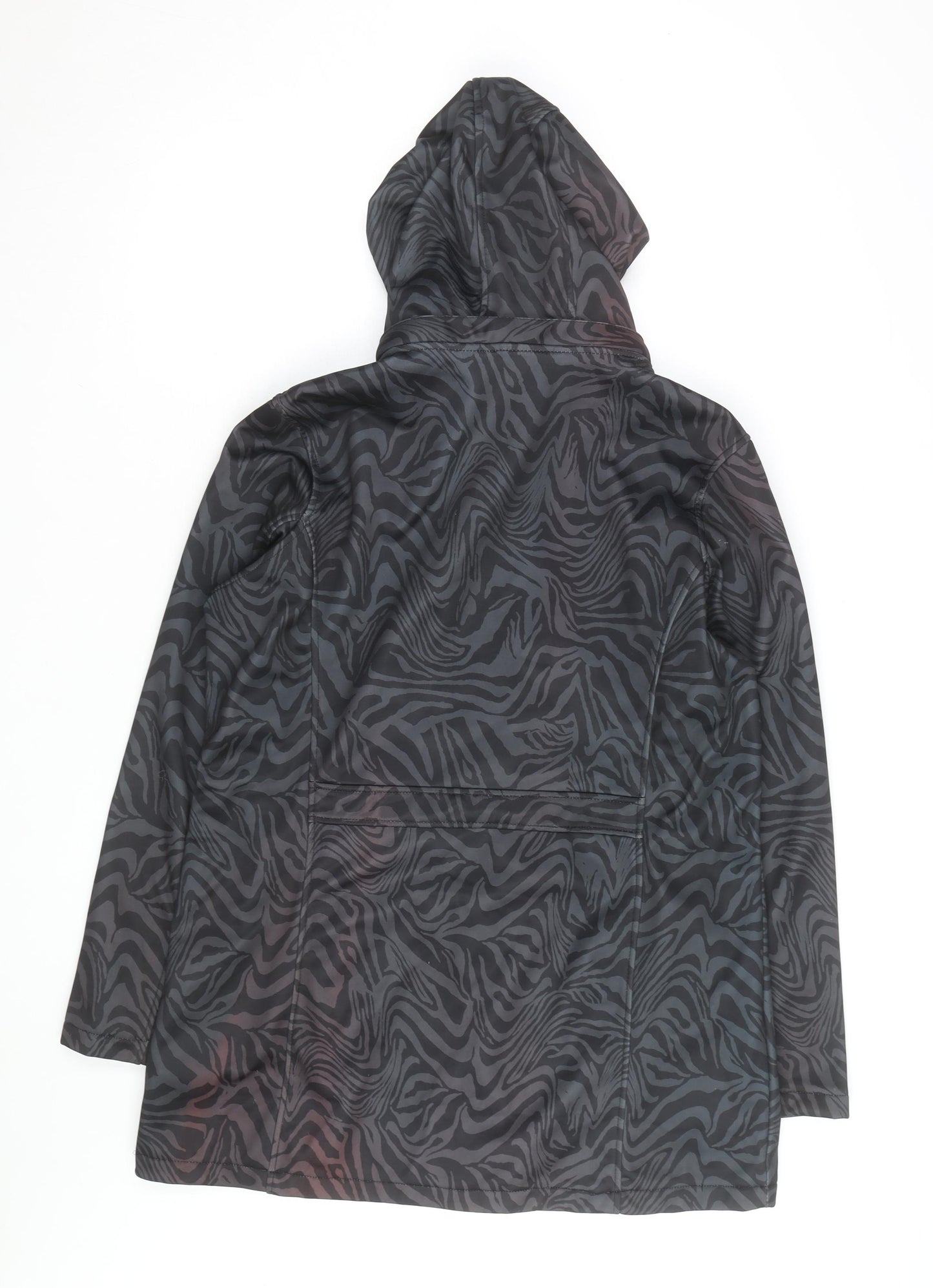 H&M Mens Black Animal Print Softshell Hooded Jacket Size M