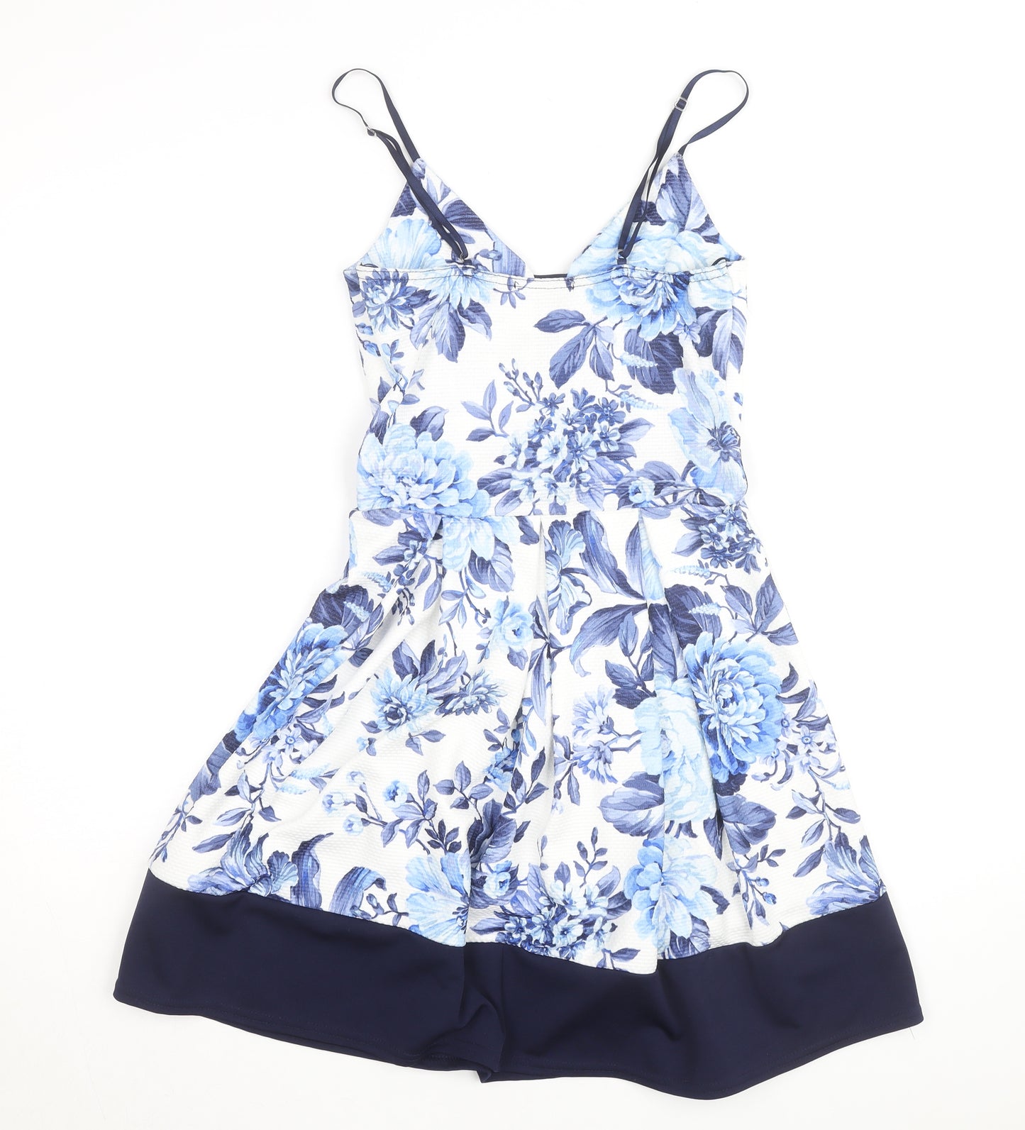 Quiz Women Blue Floral Fit & Flare Sleeveless Dress Size 10