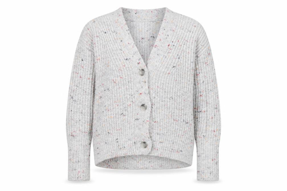 Great Plains Women's Grey Chunky Knit V-Neck Cardigan Size 10