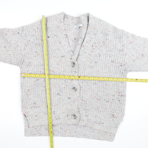 Great Plains Women's Grey Chunky Knit V-Neck Cardigan Size 10