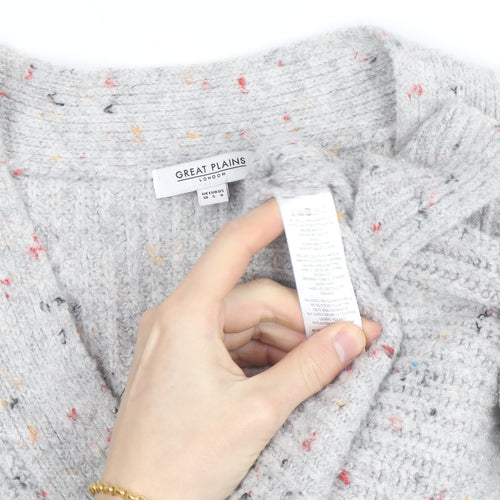 Great Plains Women's Grey Chunky Knit V-Neck Cardigan Size 10