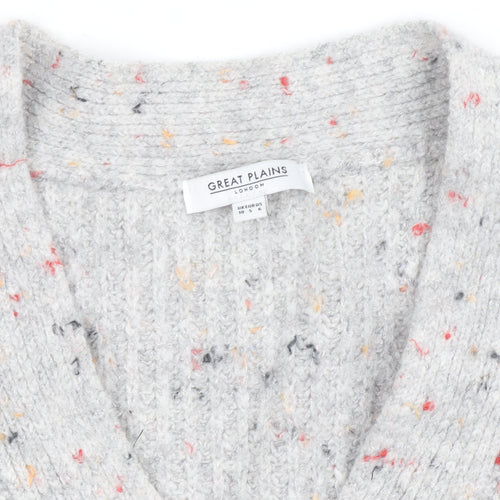 Great Plains Women's Grey Chunky Knit V-Neck Cardigan Size 10