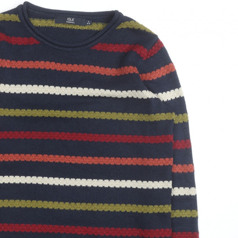 Isle Essentials Unisex Multicoloured Striped Knit Jumper Size S