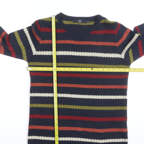 Isle Essentials Unisex Multicoloured Striped Knit Jumper Size S