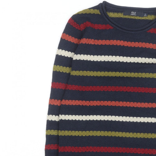 Isle Essentials Unisex Multicoloured Striped Knit Jumper Size S
