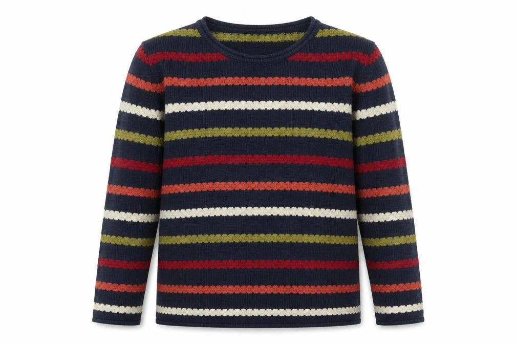 Isle Essentials Unisex Multicoloured Striped Knit Jumper Size S
