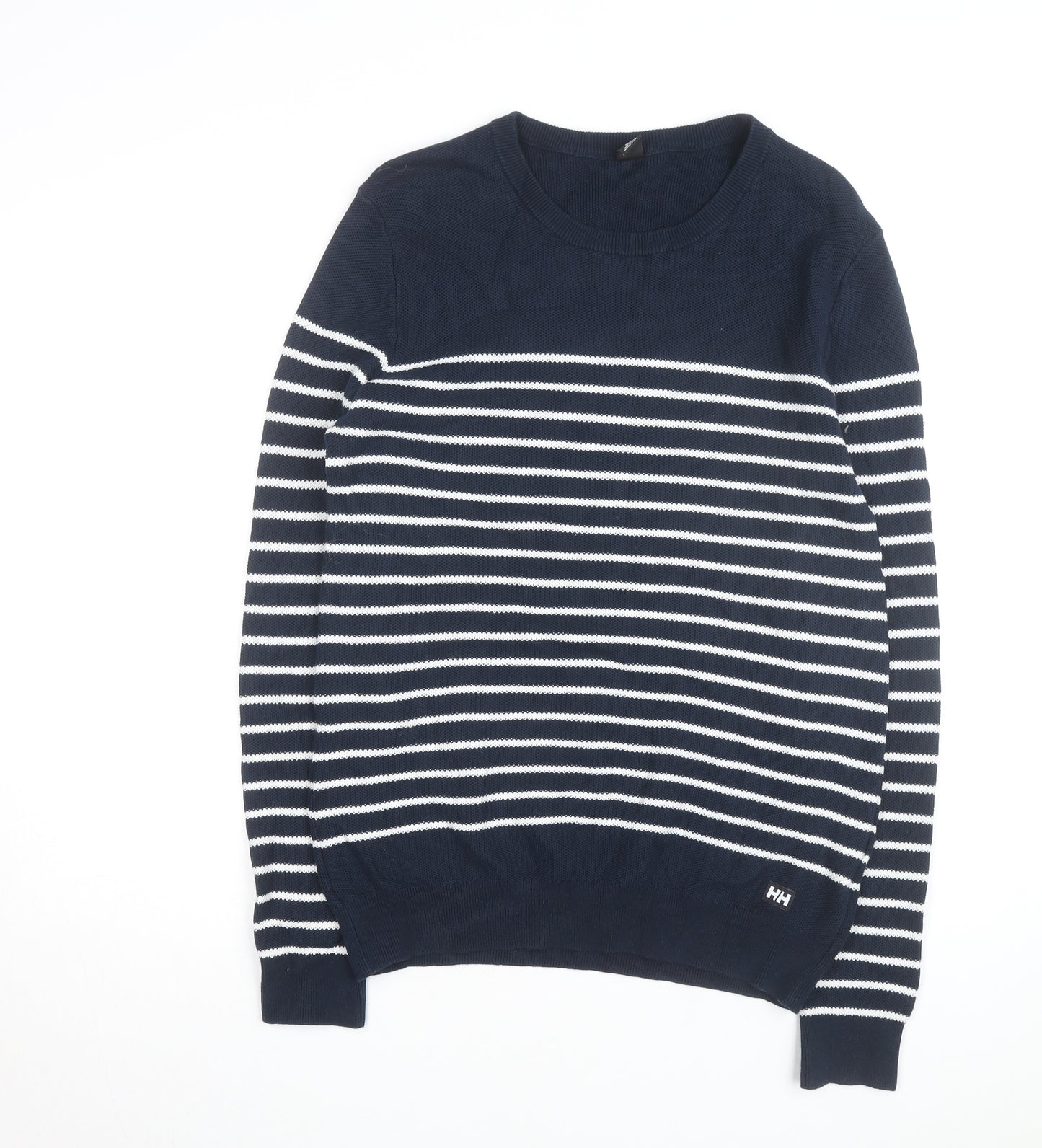 Helly Hansen Men's Blue Striped Cotton Crew Neck Jumper M