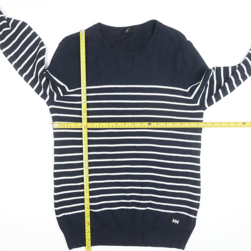 Helly Hansen Men's Blue Striped Cotton Crew Neck Jumper M