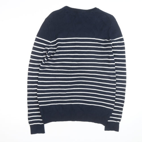 Helly Hansen Men's Blue Striped Cotton Crew Neck Jumper M