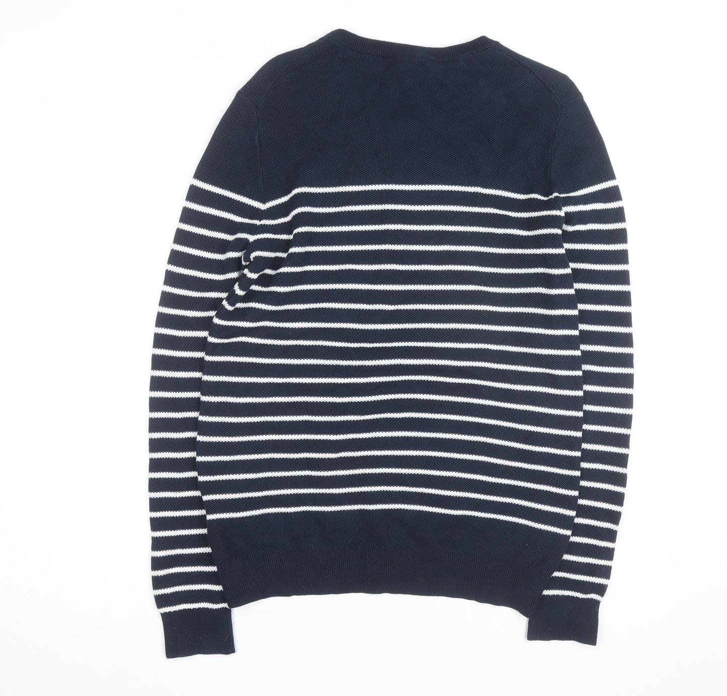 Helly Hansen Men's Blue Striped Cotton Crew Neck Jumper M
