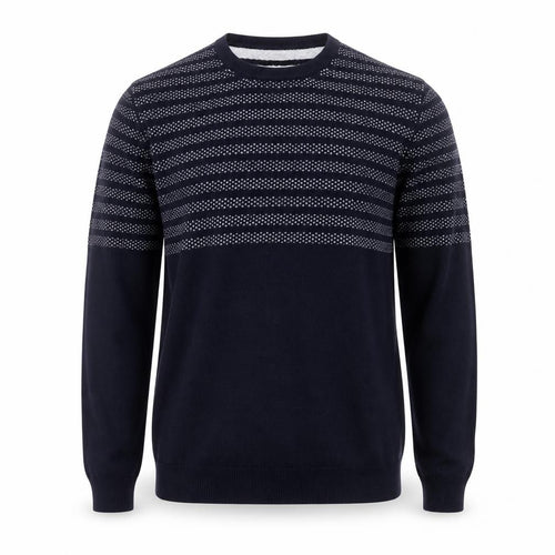 Mango Men Blue Striped Cotton Crew Neck Jumper Size L