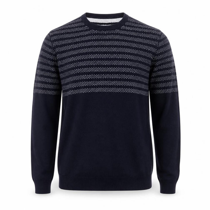 Mango Men Blue Striped Cotton Crew Neck Jumper Size L