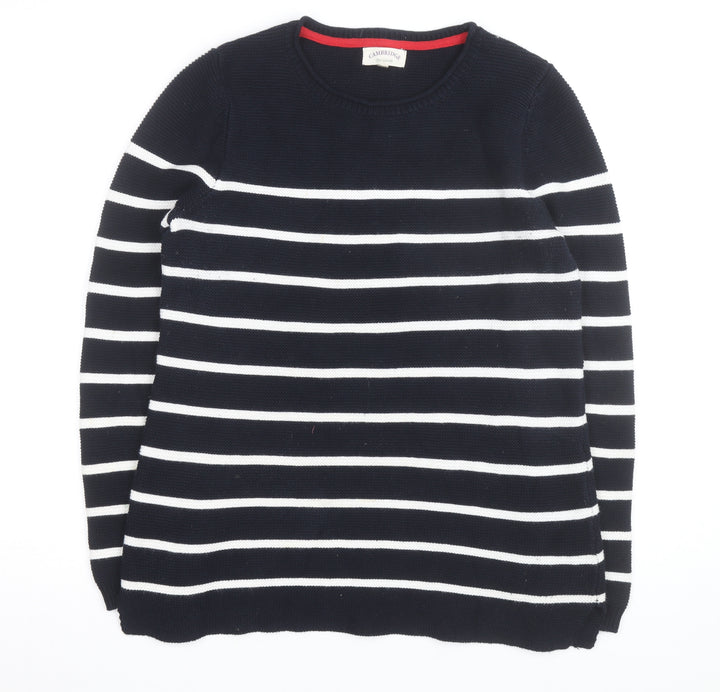 Cambridge Dry Goods Women's Blue Striped Cotton Jumper Size 8