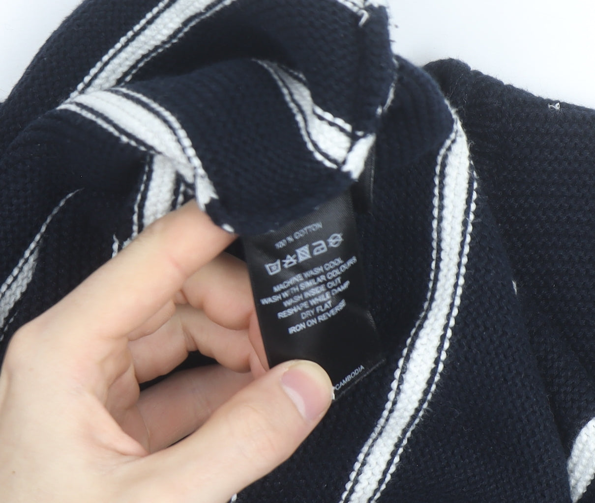 Cambridge Dry Goods Women's Blue Striped Cotton Jumper Size 8