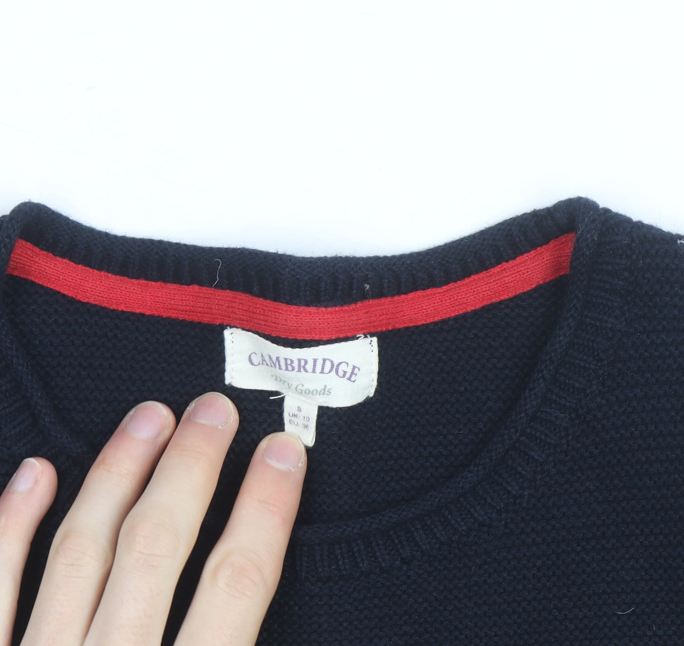 Cambridge Dry Goods Women's Blue Striped Cotton Jumper Size 8