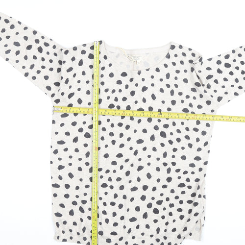 Fat Face Women’s White Animal Print Long Sleeve Cotton Top Size 8