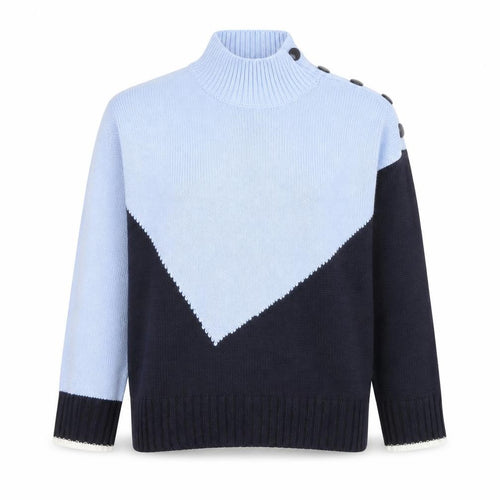 Marks and Spencer Women’s Blue Mix Geometric Mock Neck Pullover Jumper XS