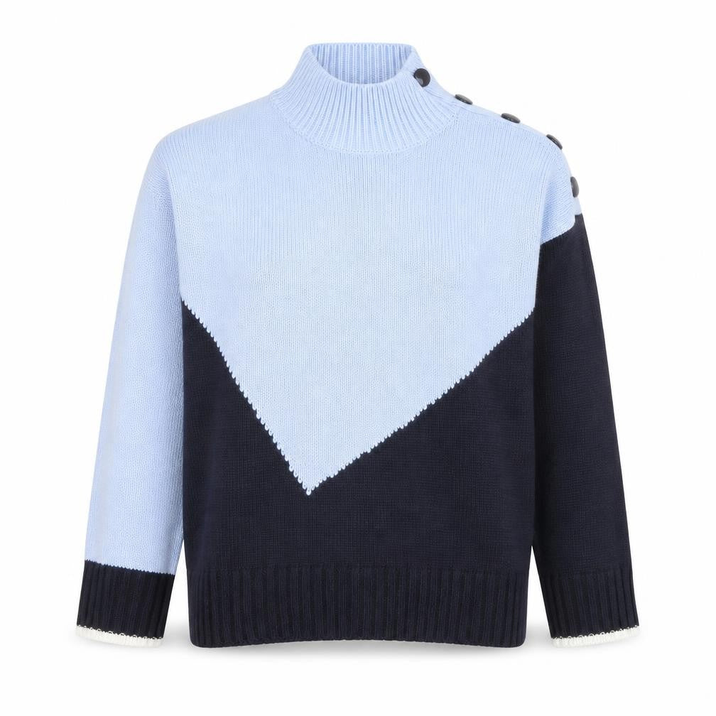 Marks and Spencer Women’s Blue Mix Geometric Mock Neck Pullover Jumper XS