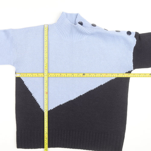 Marks and Spencer Women’s Blue Mix Geometric Mock Neck Pullover Jumper XS
