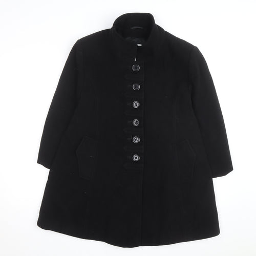 Erich Fend Women's Black Wool Cashmere Long Overcoat Size 12