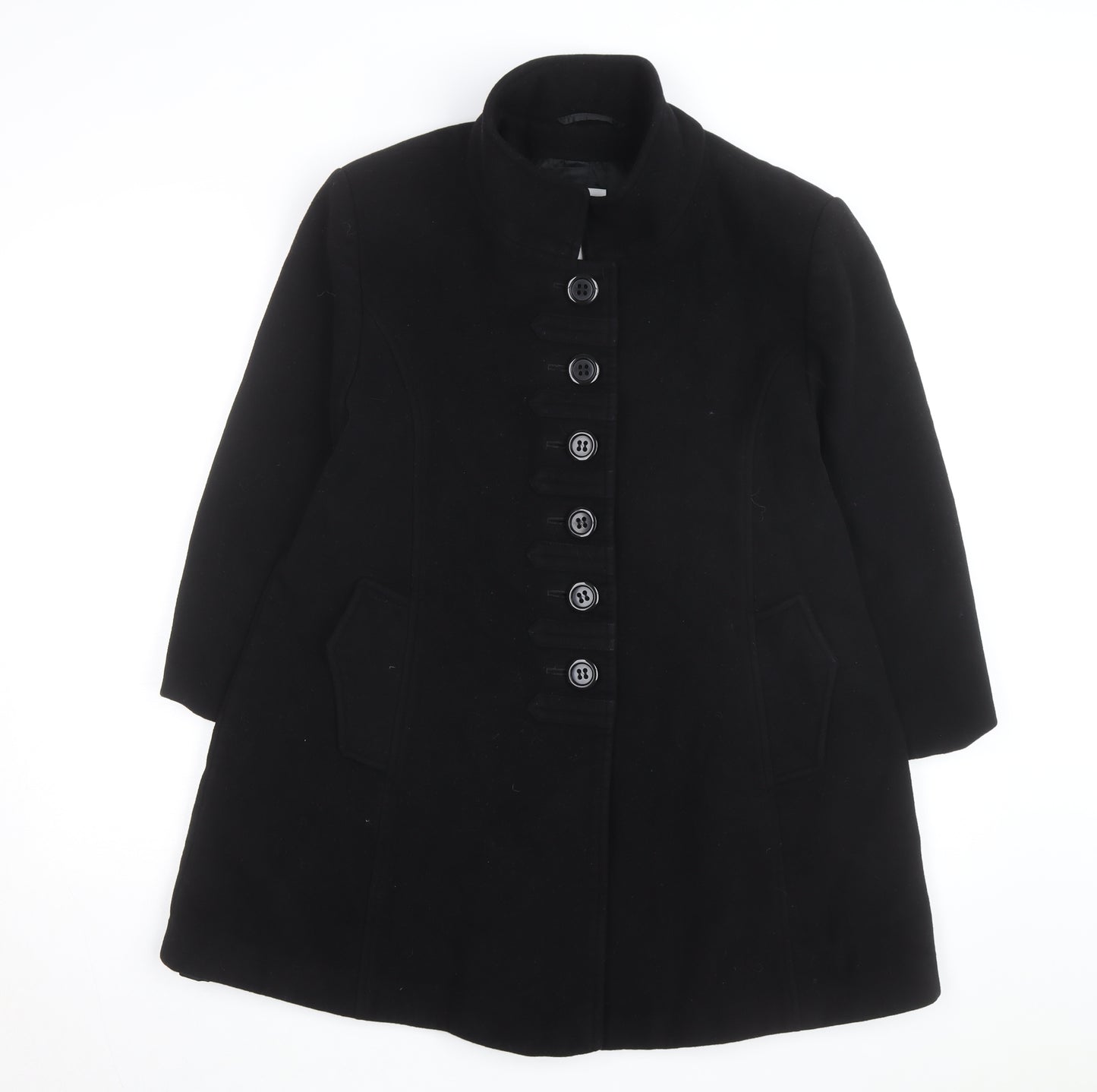 Erich Fend Women's Black Wool Cashmere Long Overcoat Size 12