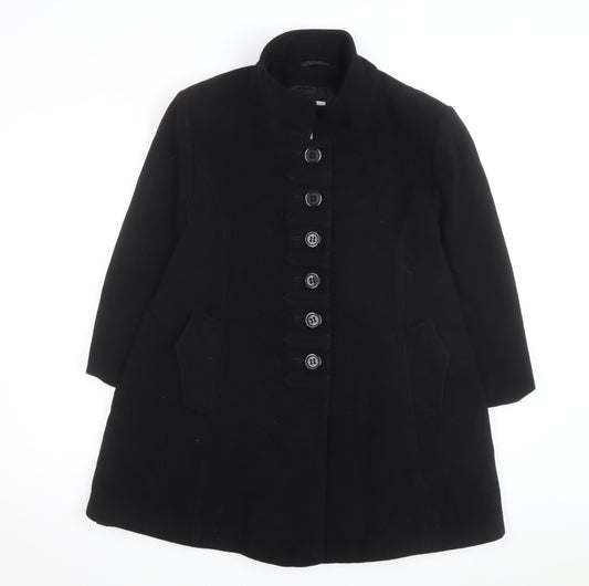 Erich Fend Women's Black Wool Cashmere Long Overcoat Size 12