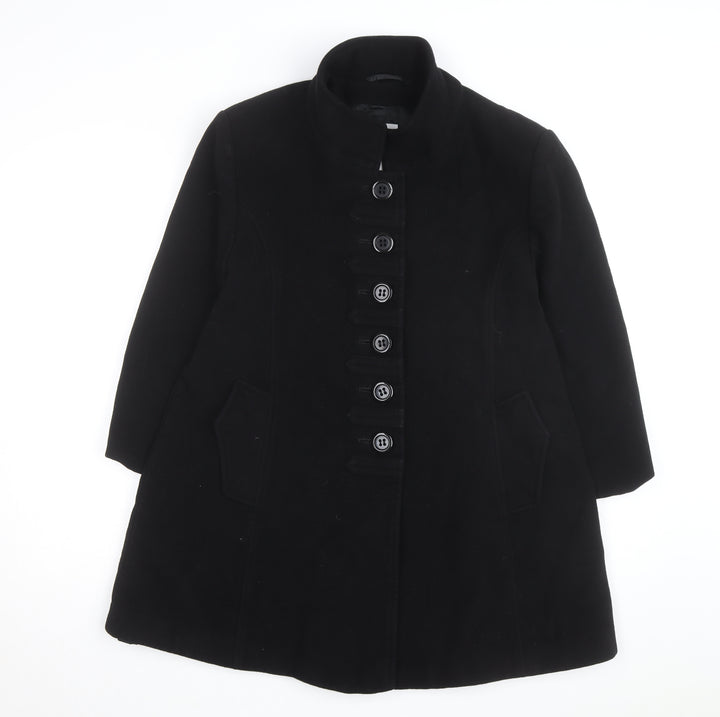 Erich Fend Women's Black Wool Cashmere Long Overcoat Size 12