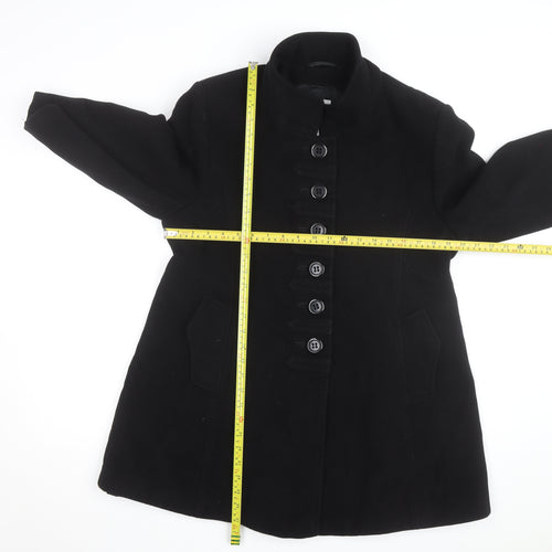 Erich Fend Women's Black Wool Cashmere Long Overcoat Size 12