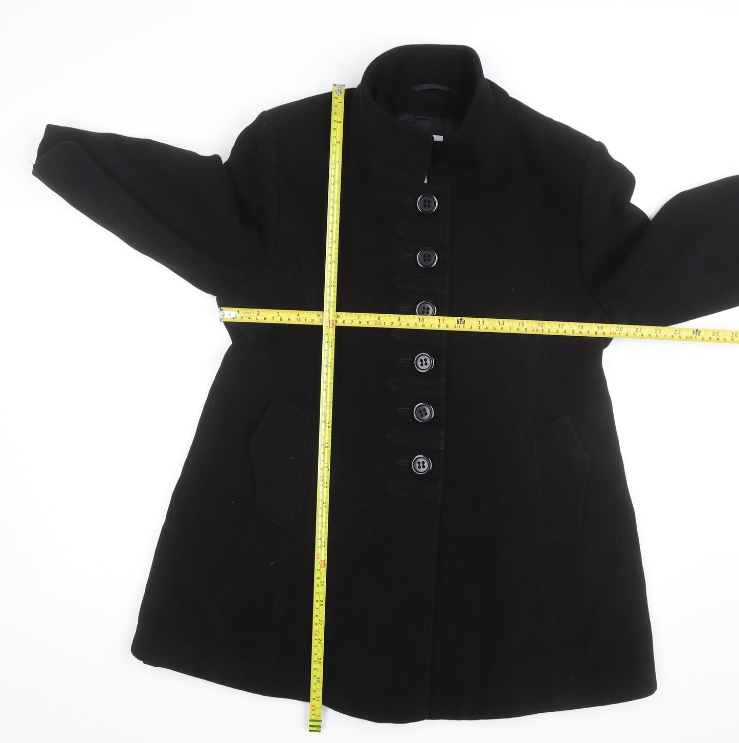 Erich Fend Women's Black Wool Cashmere Long Overcoat Size 12