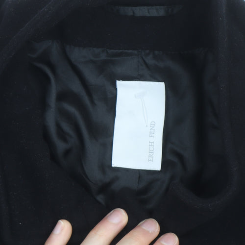 Erich Fend Women's Black Wool Cashmere Long Overcoat Size 12