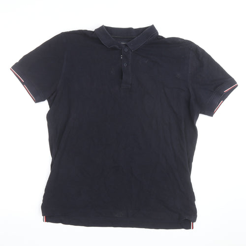Tommy Hilfiger Men's Black Regular Fit Polo Shirt Size L Organic Cotton