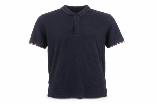 Front view of Tommy Hilfiger Men's Black Regular Fit Polo Shirt, size L, Organic Cotton