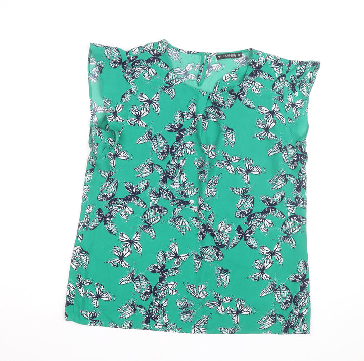 Dunnes Stores Women's Green Butterfly Blouse Size 14 Sleeveless